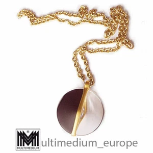 Modernist vtg Designer Anhänger vergoldet Acryl Kunststoff transparent pendant - Picture 1 of 4