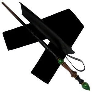 15" Hand Turned Emerald Tear Teak Wood Magic Wand Set w/Free Holster Storage Bag - Picture 1 of 6