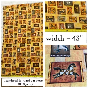 3/4” Yd x 43” W Remnant Southwestern-Cave Painting Horses by Dan Morris *Read* - Picture 1 of 10