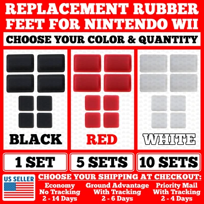 8PC Set Rubber Feet 3M Adhesive Cover for Nintendo Wii Console WHITE/RED/BLACK