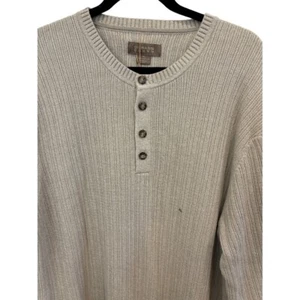 GH BASS EARTH Rock Ridge Men's Henley Long Sleeve Sweater Beige Size XL NWT - Picture 1 of 5