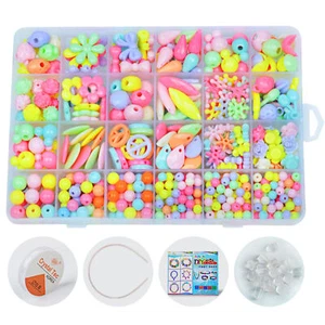 Kit de fabricación de joyas con cuentas de acrílico mixto para niños niñas hágalo usted mismo manualidades - Imagen 1 de 50
