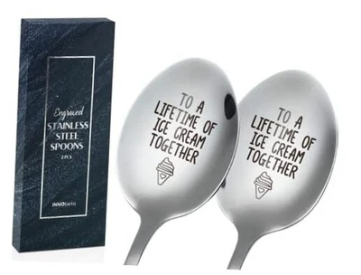  Cucharas de helado grabadas, regalos para toda una vida de helado juntos Foto 1 de 4