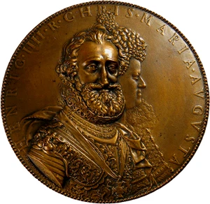 France Henri IV le Grand, with Marie de Medici Medal by Guillaume Dupre (07114) - Picture 1 of 3