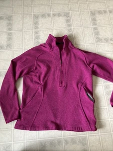 Lands End Womens Size Medium Pink 10-12 Long Sleeve Pullover 1/2 Zip Heavy Warm - Picture 1 of 5
