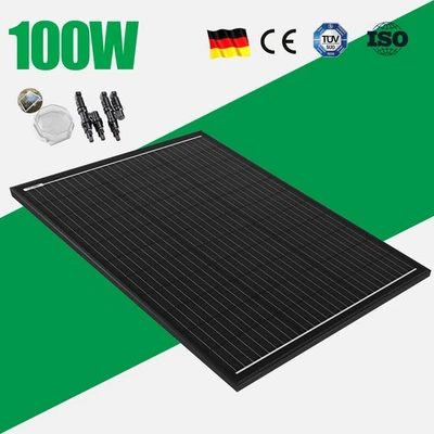 100W Monokristallin Solarmodul Photovoltaik PV 12V Mono Solarpanel 100Watt Modul - Bild 1 von 4