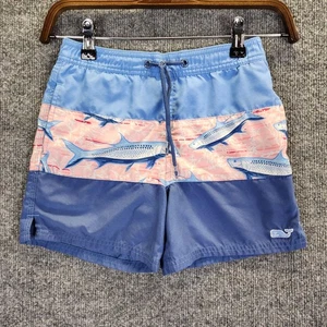 Vineyard Vines Shorts Boys 5 Blue Fish Print Swim Trunks Drawstring Mesh Lined - Picture 1 of 10