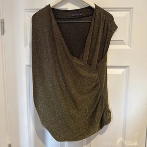 Marks & Spencer Women’s Black Gold Sparkly Sleeveless Occasional Blouse Size 20 - Picture 1 of 3