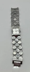 Reloj geométrico fósil vintage cara rectangular con eslabones circulares de acero inoxidable - Imagen 1 de 4