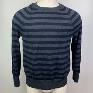 Banana Republic Men's Gray Striped Pima Cotton Cashmere Blend Sweater Sz Medium - Picture 1 of 5