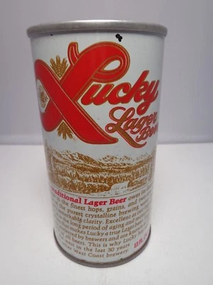 LUCKY LAGER STRAIGHT STEEL PULL TAB BEER CAN 90-20 WALTER BREWRY PUEBLO COLORADO - Image 1 of 4