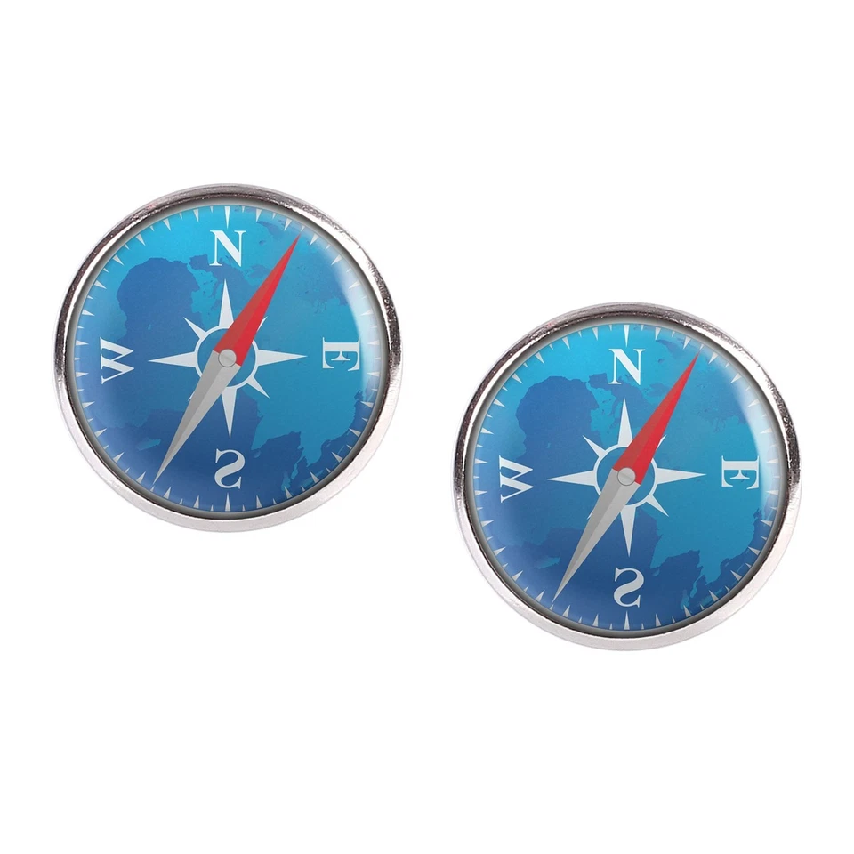 Mylery Ohrstecker Paar mit Motiv Kompass Modern Blau Fake Unecht silber verschie - Bild 1 von 1