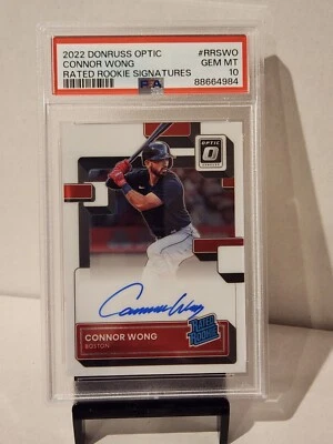 2022 Donruss Optic #RRSWO Connor Wong Rated Rookie Sinatures PSA Gem 10 Red Sox - Image 1 of 2