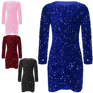 Kids Girls Dress Cocktail Gown Sequin Skirt Glitter Round Neck Ceremony Proms - Picture 1 of 59