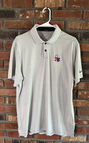 Philadelphia 76ers Nike NBA Authentics Dri-Fit Polo Men's Large Gray Cover