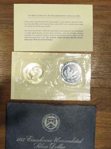 1973 S Ike Eisenhower Silver Dollar BU Brilliant Uncirculated OGP Blue Pack 40% Cover