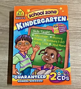 School Zone Kindergarten Learning 2 CD Ages 4-5 Windows MAC FREE Puzzle Cards - Picture 1 of 7