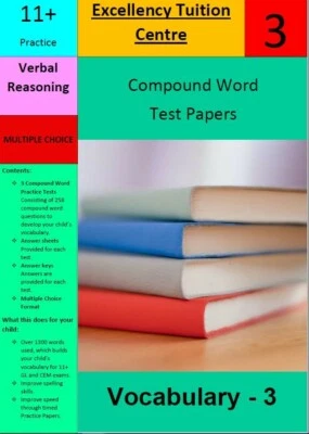 11 plus Verbal Reasoning Compound words Practice Papers, Ideal for CEM and GL - Image 1 of 4