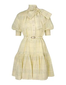 Zimmermann Harmony Check Mini Dress | Yellow Citrus, Linen/Cotton, Puff Sleeves - Bild 1 von 7