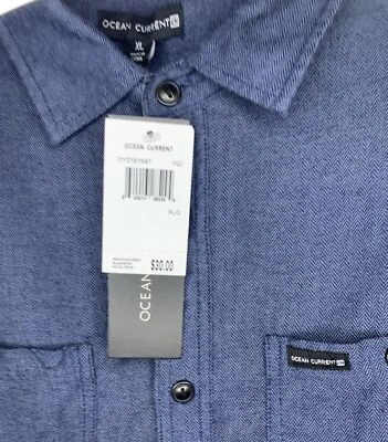 Men’s XL Blue Herringbone Casual Shirt Long Sleeve Cotton Button Down New - Image 1 of 4