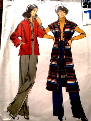 STYLE 1691 VINTAGE 1970 SEWING PATTERN trews batwing maxi short top waistcoat - Image 1 of 4