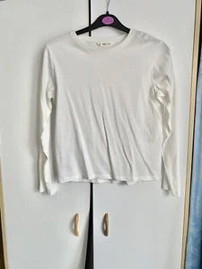 Mango White Round Neck Long Sleeve Basic T Shirt Top - Girls 11-12 Years - Picture 1 of 3