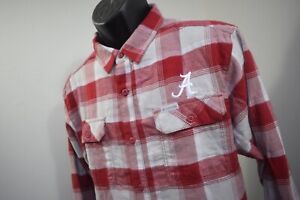 Columbia Alabama Crimson Tide Flannel Button Up Plaid Long Sleeve Mens Large