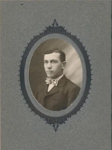 Cabinet Card Antique Photo Handsome Young Man Bow Tie M.G. Rotter Lebanon PA - Picture 1 of 5