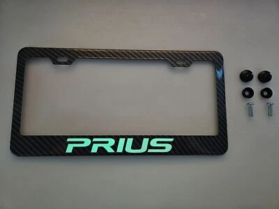 Marco de matrícula de acero inoxidable impreso en fibra de carbono Glow Prius Foto 1 de 2