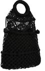 Monsoon Accessorize Khari Crochet Handheld Black Bag Bnwt Hand Crafted