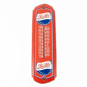 Pepsi-Cola Steel Wall Thermometer Red Blue White Made in U.S.A. Vintage 27" - Picture 1 of 8