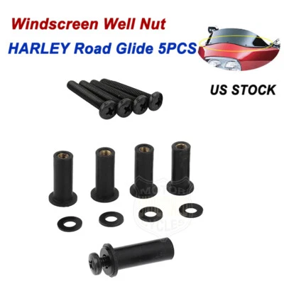 Windshield Windscreen Screws Bolt Kit Well Nut For Harley Road Glide FLTR - Image 1 of 4