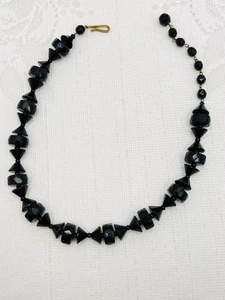 UNUSUAL Vintage West Germany Black Glass 15 Inch Strand Choker Necklace - Picture 1 of 8