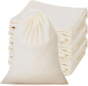 50 Pieces 4 X 6 Inches Muslin Cotton Drawstring Bags Canvas Linen Sachet Bag Reu - Picture 1 of 12