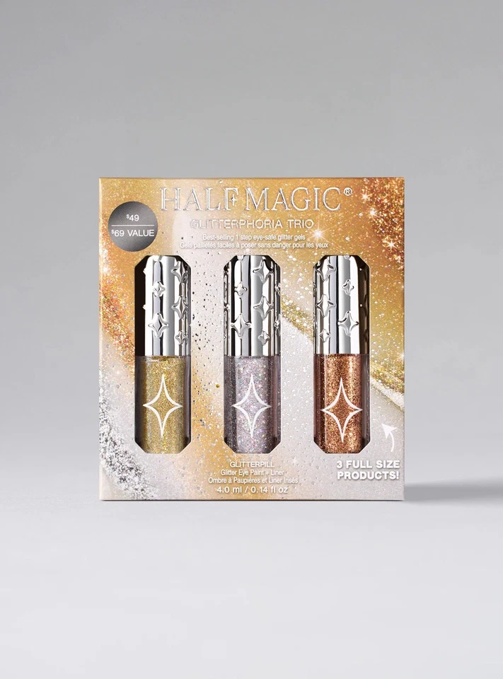 Half Magic Glitterphoria Trio, sombra de ojos brillante, tonos más vendidos Foto 1 de 4