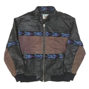 ADLER Mens Black & Brown Leather Jacket L Leather Plain Zip Closure - Picture 1 of 6