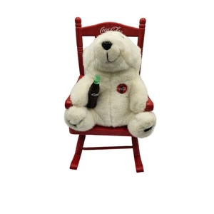 Vintage 1997 Coca Cola Eisbär Schaukelstuhl Spielzeug rot weiß Plüsch - Bild 1 von 5