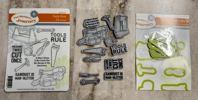 Fun Stampers Journey **TOOLS RULE** Stamp & Die Set Men Man Cave GENTLY USED - image 1 of 4
