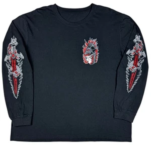 Totenkopf Schlange Sensenmann Grafik Langarm T-Shirt Herren XL/2XL schwarz Goth Emo - Bild 1 von 5