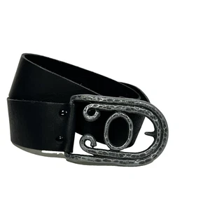 Cinturón de cuero de esquina informal vintage artístico con hebilla negra cintura pequeña - Imagen 1 de 7