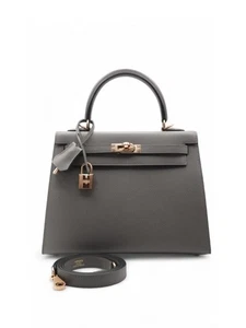 Hermés Kelly 25 Sellier in Etain Epsom Leder mit Rose-Gold-Hardware - Bild 1 von 17