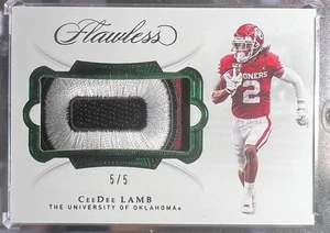 2020 Ceedee Lamb /5 - Oklahoma - Panini Flawless Collegiate Game Worn Emerald - Picture 1 of 6
