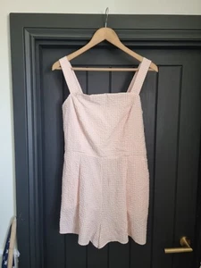 New Look Pale Pink Seersucker Gingham Check Playsuit Size UK 14 BNWT - Picture 1 of 16