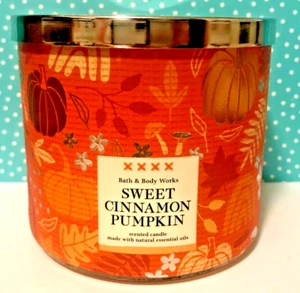 SÜSSE ZIMT KÜRBIS KERZE GROSSES GLAS 14,5 Unzen 3 Docht Bath Body Works SOJA Mischung - Bild 1 von 2