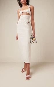 Jacquemus Off-White Cotton Corset Midi Dress 10 NWTs $1100 - Picture 1 of 17