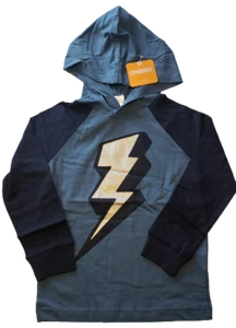Gymboree Jungen Lightning 2-Tone Bolt blau Langarm Oberteil T-Shirt Hoodie XS 4 neu mit Etikett - Bild 1 von 5