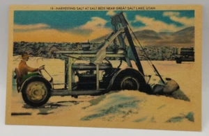Great Salt Lake UT-Utah, Harvesting Salt at Salt Beds, Vintage Postcard - Picture 1 of 2