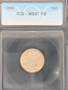 1954 Roosevelt Dime Full Bands -ICG MS67 FB Slight Toning - Picture 1 of 4