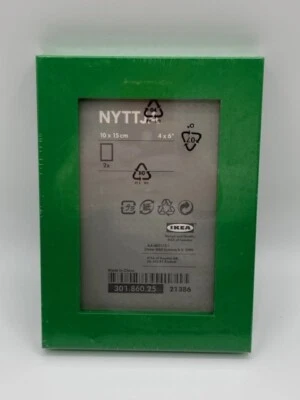 Marco de fotos verde IKEA Nyttja 4” x 6” NUEVO moderno colgante 10x15 cm paquete de 2 Foto 1 de 4