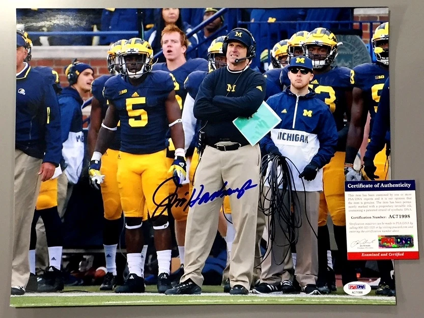JIM HARBAUGH SIGNED MICHIGAN WOLVERINES "SIDELINE" 11x14 PHOTO PSA/DNA COA - Image 1 of 1